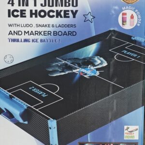 Simarr 4-in-1 Jumbo Ice Hockey Table with Ludo, Snake & Ladders & Marker Board