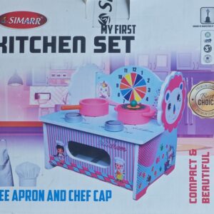 Simarr My First Kitchen Set – Wooden Pretend Play Kitchen Toy with Apron & Chef Cap | Age 3+