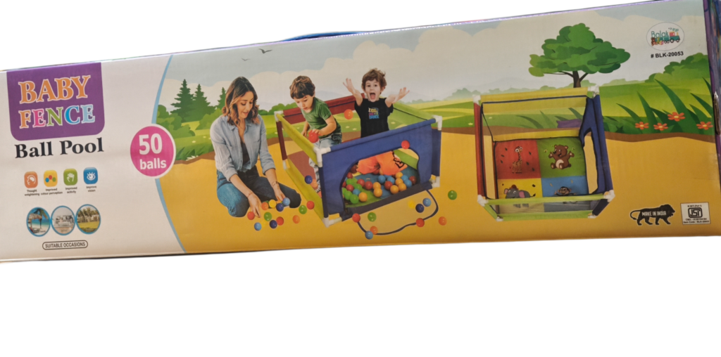Baby Fence Ball Pool with 50 Balls | Indoor & Outdoor Play Area for Kids 1+ Years