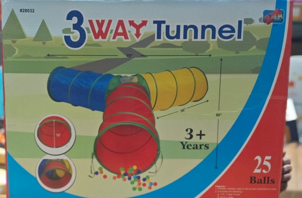 3-Way Kids Play Tunnel with 25 Balls | Pop-Up Crawl Tunnel | Indoor & Outdoor Play Tent (3+ Years)