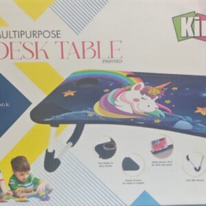 Kirat Multipurpose Printed Kids Desk Table with Cup Holder & Tablet Stand | Foldable Portable Study Table