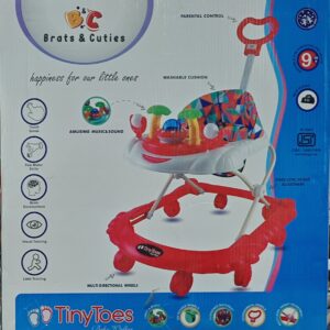 Brats & Cuties TinyToes Baby Walker with Parent Handle | Musical Activity Walker | 9+ Months