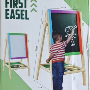 Simarr My First Easel Wooden Double-Sided Kids Drawing Board with Chalkboard & Whiteboard | 45 x 78 cm | Includes Chalk, Marker & Duster