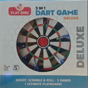 Play Zing 3-in-1 Dart Game Deluxe | Magnetic Dart Board, Ludo & Snakes & Ladders | Age 5+