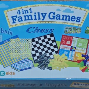 Ekta 4 in 1 Family Games Board Game Set – Chess, Ludo, Snakes & Ladders & Tambola | Age 6+