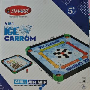 Simarr 4-in-1 Ice Carrom Board Game Set | Carrom, Ludo, Chess & Snake Ladder | 60 x 60 cm | Age 5+